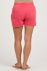 Coral Faded Wash Maternity Drawstring Shorts