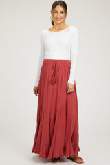 Red Tassel String Maternity Maxi Skirt