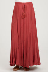 Red Tassel String Maternity Maxi Skirt