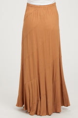 Camel Tassel String Maternity Maxi Skirt