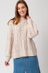 Beige Speckled Knit Sweater