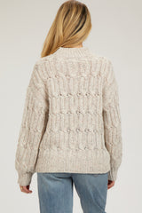 Beige Speckled Knit Maternity Sweater