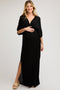 Black Lightweight Deep V-Neck Maternity Maxi Dress