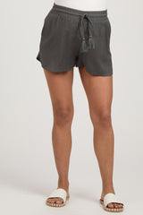 Charcoal Drawstring Maternity Shorts