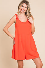 Coral Knot Strap Maternity Romper