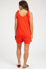 Coral Knot Strap Maternity Romper