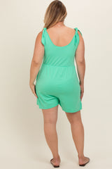 Mint Green Knot Strap Maternity Plus Romper