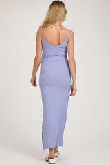 Lavender Side Slit Maternity Maxi Dress