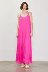 Fuchsia Pleated Sleeveless Maternity Maxi Dress