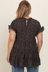 Black Animal Print Tiered Plus Maternity Top