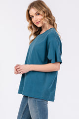 Dark Teal Short Sleeve Top