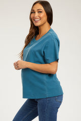 Dark Teal Short Sleeve Maternity Top