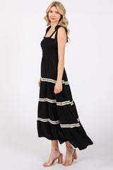 Black Smocked Maxi Dress