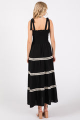 Black Smocked Maxi Dress