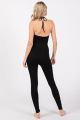 Black Halter Fitted Jumpsuit