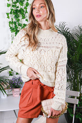 Cream Open Knit Maternity Sweater