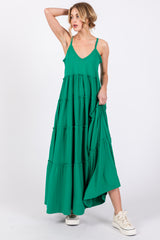 Emerald Green Tiered Sleeveless Maxi Dress