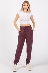 Purple Basic Drawstring Maternity Sweatpants