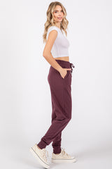 Purple Basic Drawstring Sweatpants