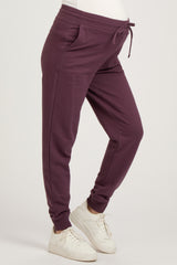 Purple Basic Drawstring Maternity Sweatpants