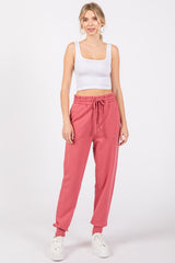 Pink Basic Drawstring Maternity Sweatpants