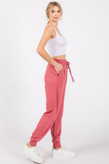 Pink Basic Drawstring Sweatpants