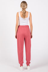 Pink Basic Drawstring Sweatpants