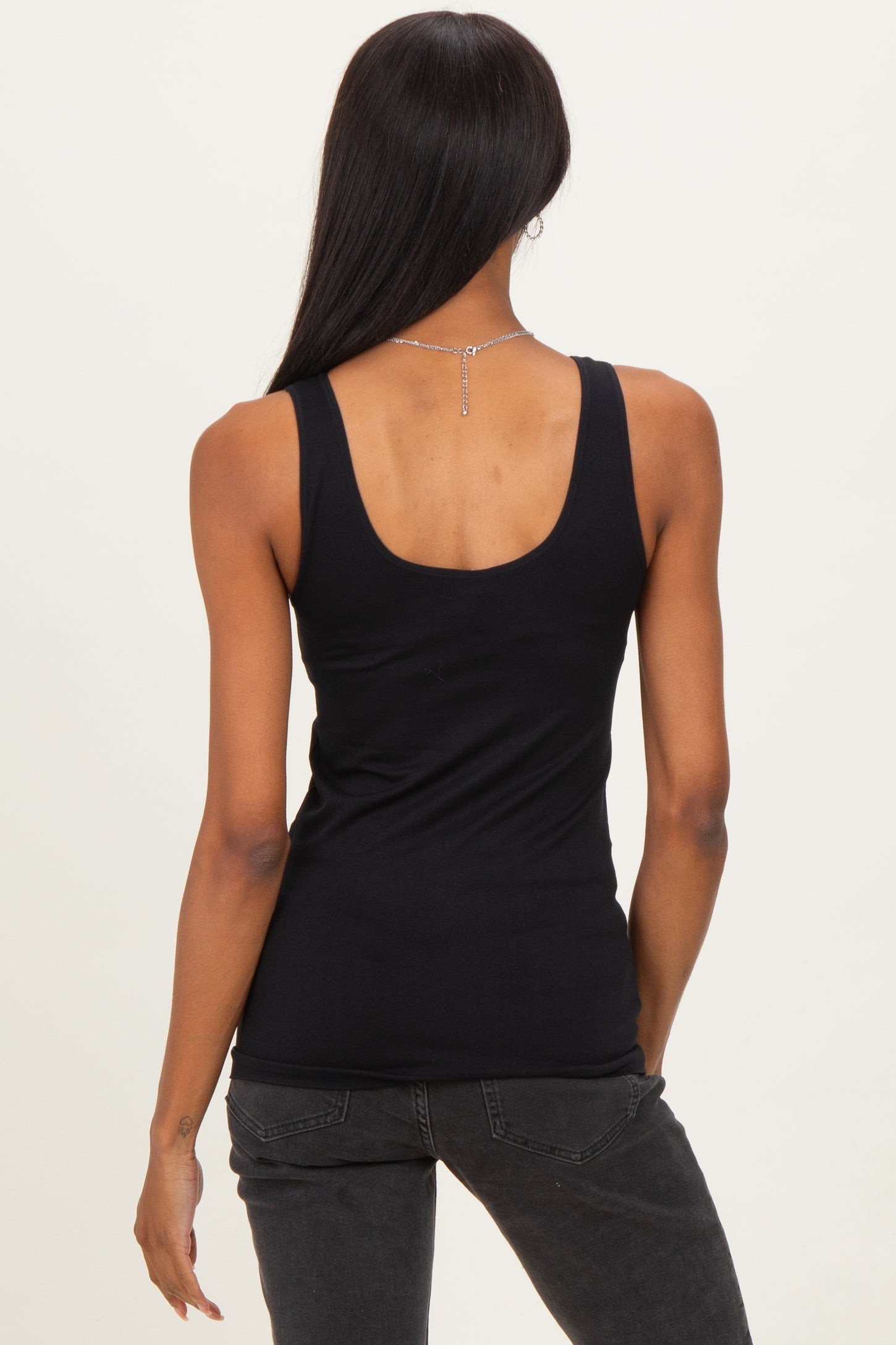 Black Sleeveless Fitted Tank Top