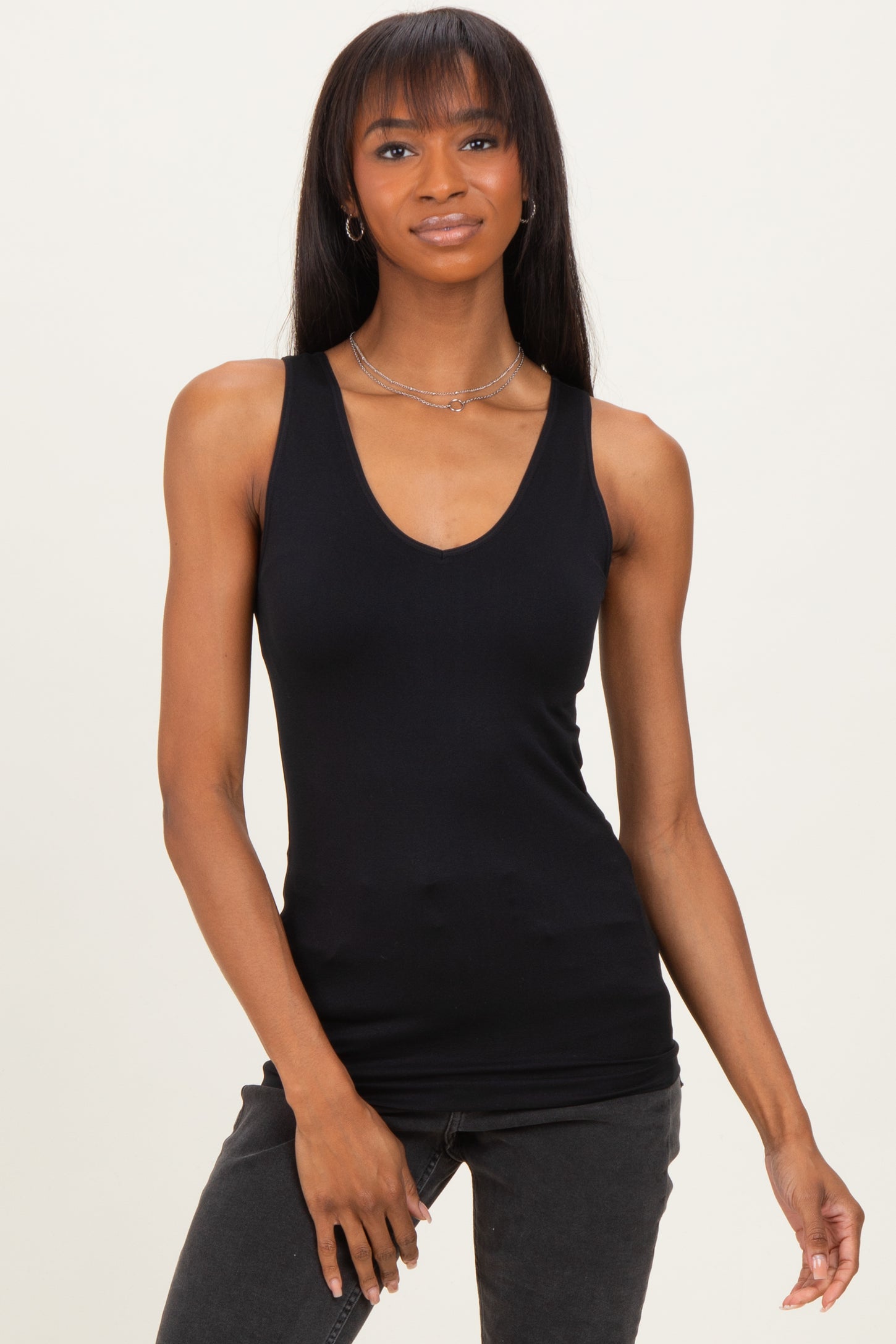 Black Sleeveless Fitted Maternity Tank Top