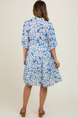 Blue Floral Button Down Maternity Dress