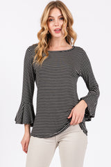 Black Striped Maternity 3/4 Sleeve Top