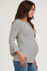 Navy Blue Striped Maternity 3/4 Sleeve Top