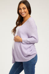 Lavender Knit Dolman Sleeve Maternity Cardigan