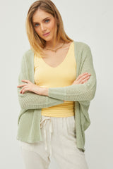 Light Olive Knit Dolman Sleeve Cardigan