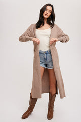 Mocha Long Maternity Cardigan