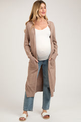 Mocha Long Maternity Cardigan