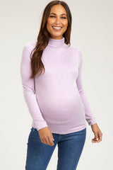 Lavender Ribbed Maternity Turtleneck Top