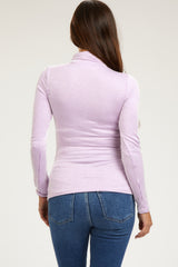 Lavender Ribbed Maternity Turtleneck Top