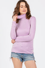 Lavender Ribbed Turtleneck Top