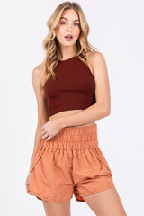 Light Orange Curved Hem Active Shorts