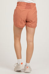 Light Orange Curved Hem Active Maternity Shorts