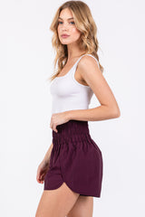 Plum Smocked Active Running Shorts