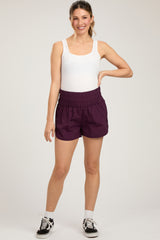 Plum Smocked Active Running Maternity Shorts