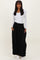 Black Smocked Rounded Hem Maxi Skirt
