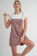 Mauve Front Pocket Maternity Short Overalls