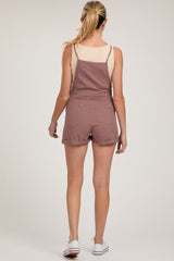 Mauve Front Pocket Maternity Short Overalls