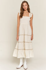 Ivory Smocked Tiered Maxi Dress