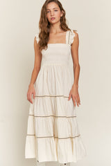 Ivory Smocked Tiered Maxi Dress