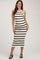 Ivory Striped Fitted Maternity Knit Dress