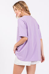 Lavender Oversized Pocket Front Short Sleeve Top